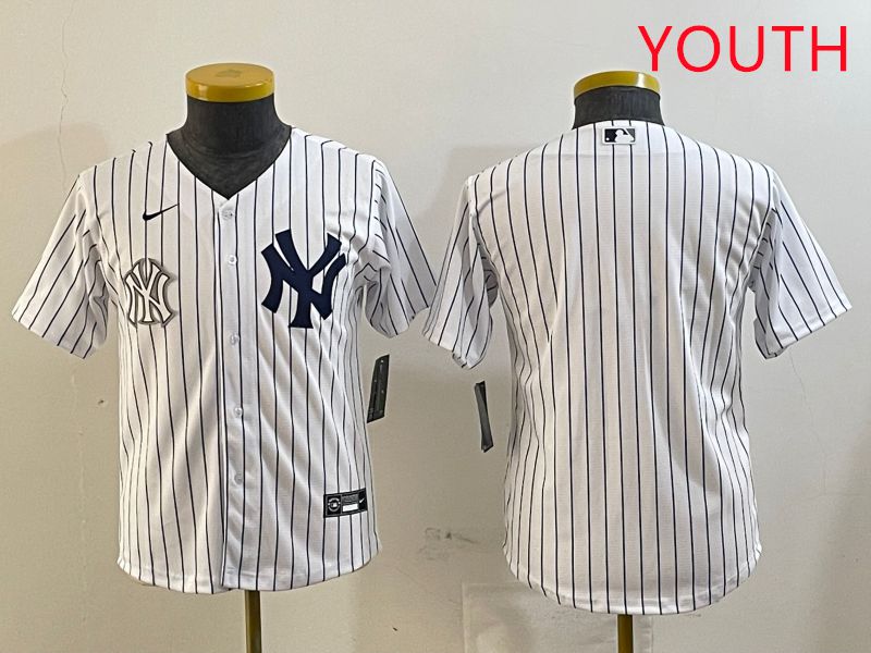 Youth New York Yankees Blank White Stripe Game 2025 Nike MLB Jersey style 9
